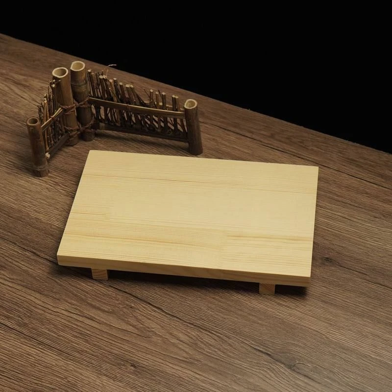 白木寿司板日韩料理寿司盛器长方平面凳小吃点心木盘托盘