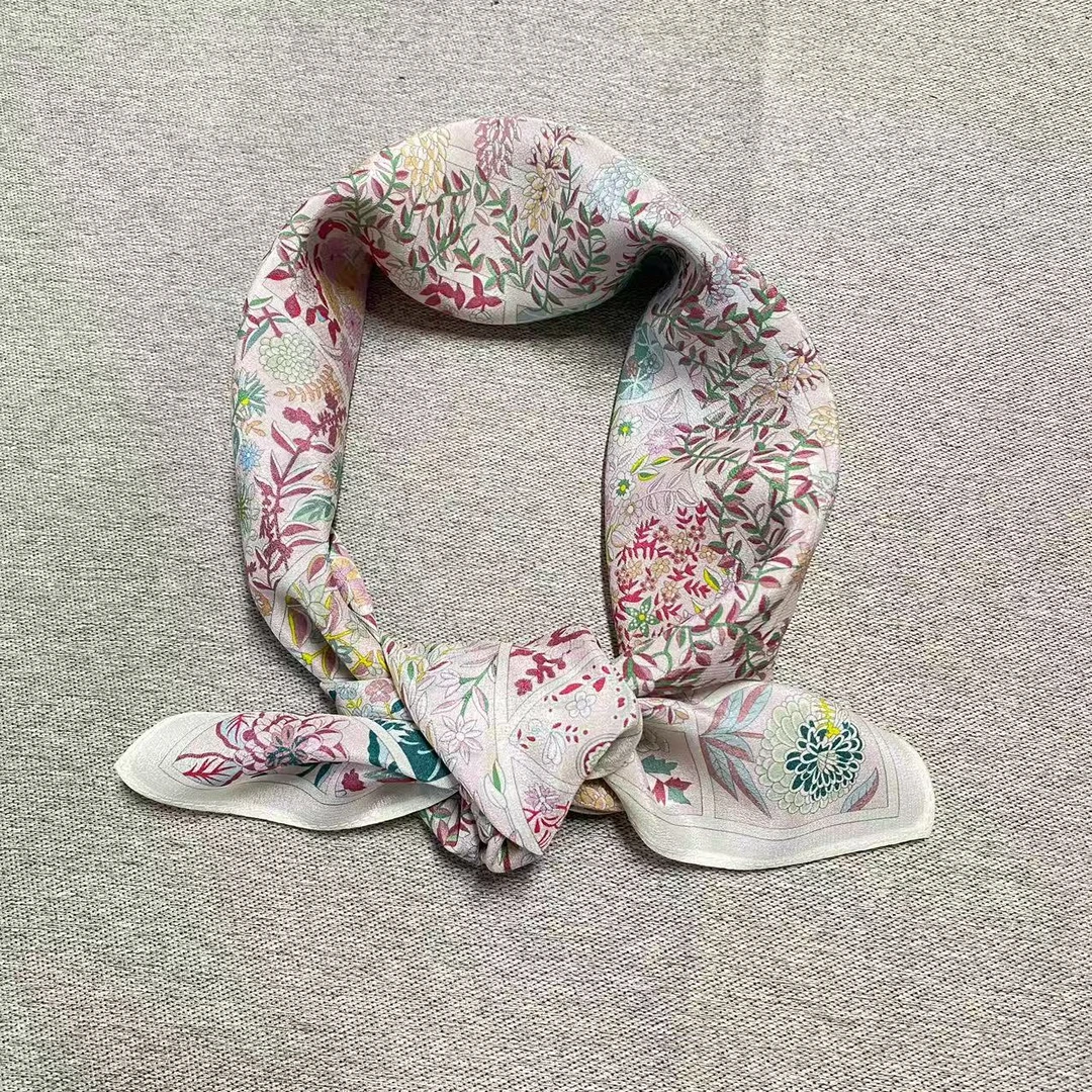 100%桑蚕丝【秘密花园】65方巾真丝双绉夏季百搭丝巾H203