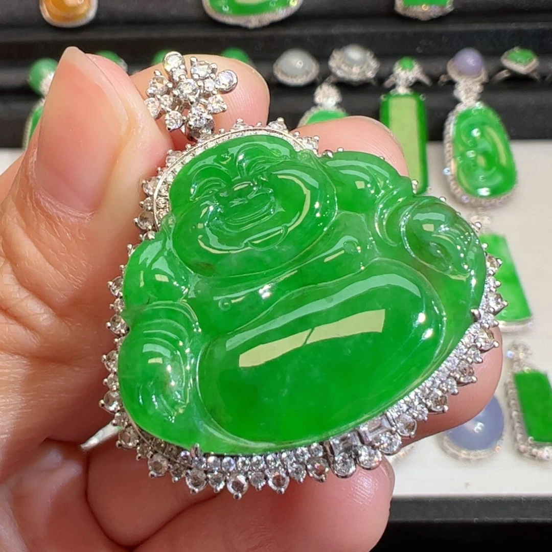 翡翠吊坠(不含链)18K金镶嵌