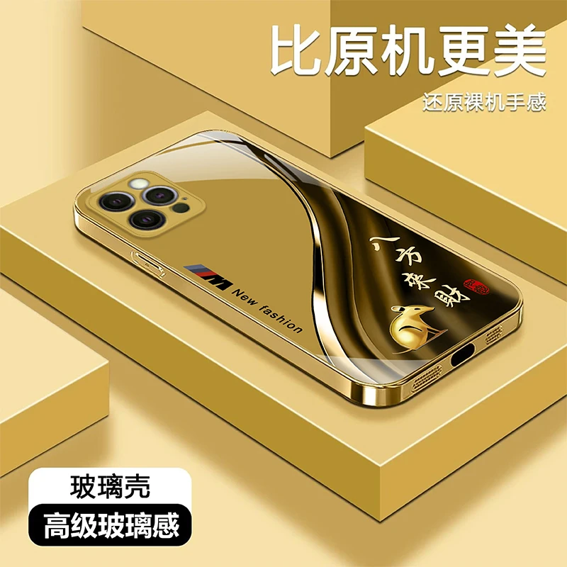 适用于苹果12Pro福瑞生肖金属漆玻璃手机壳全部防摔刮
