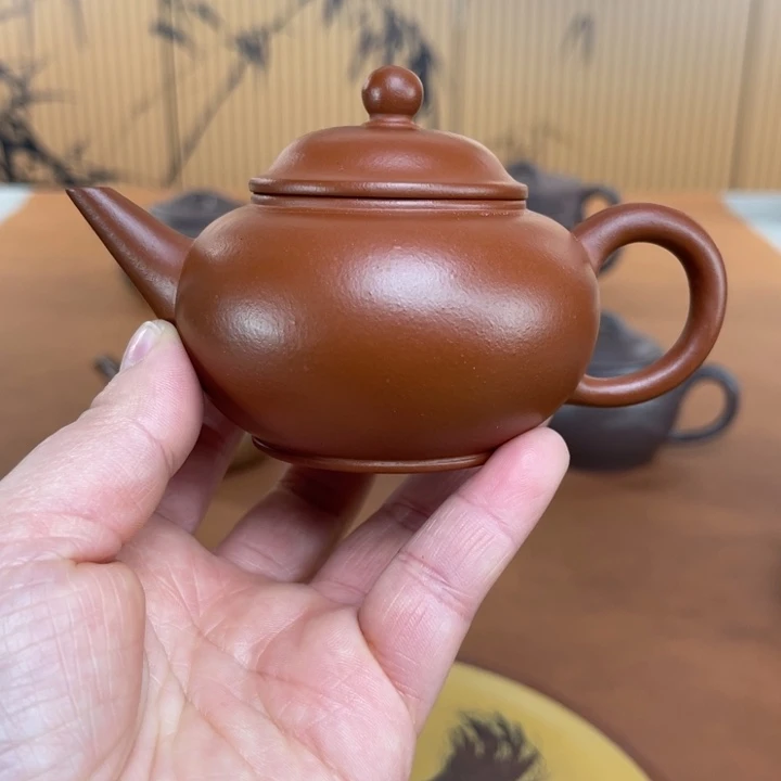 紫砂茶壶生砂金黄朱泥水平