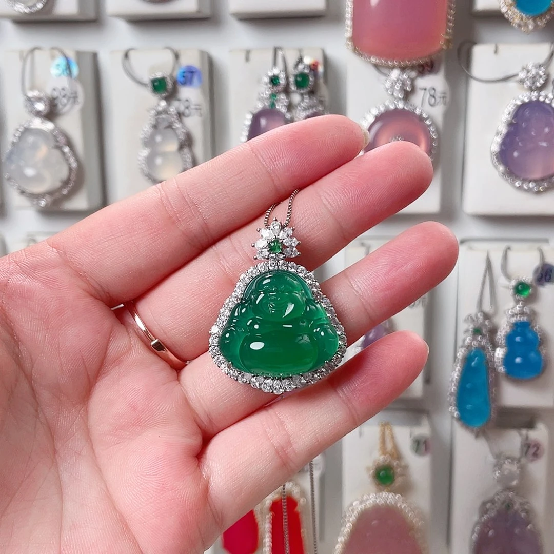 玛瑙/玉髓颈饰银S925镶嵌