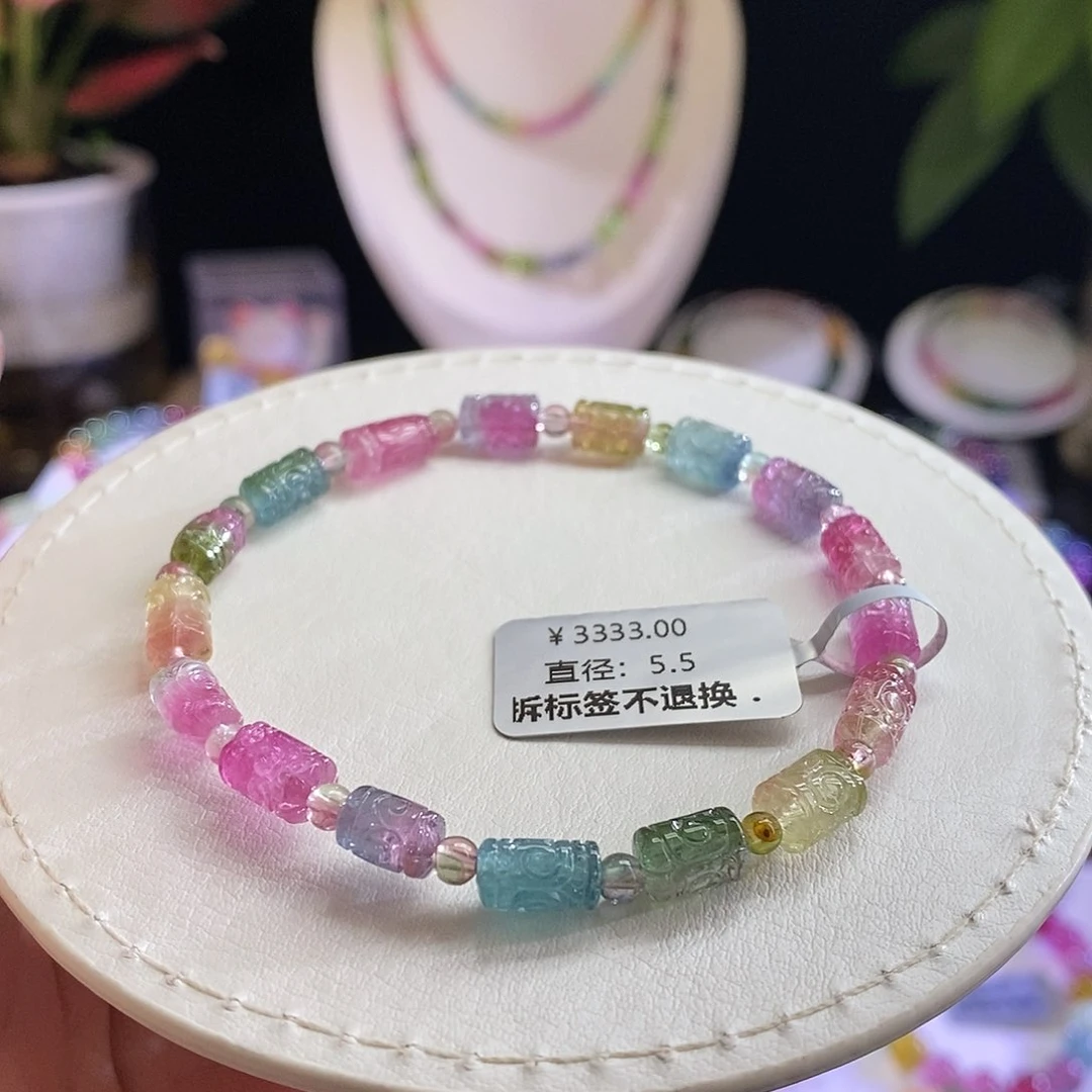 未镶嵌手链碧玺西瓜回纹