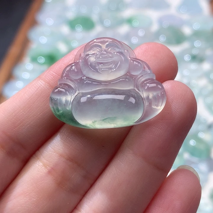 颈饰未镶嵌翡翠高冰飘花佛公