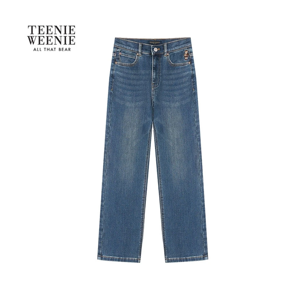 TeenieWeenie小熊牛仔裤25秋新款舒适加绒款烟管裤TTTJ258904P