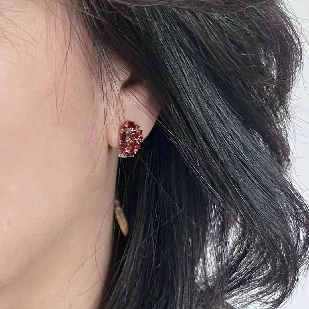 925银耳饰 石榴红了系列 轻奢元宝女人石耳钉1900015