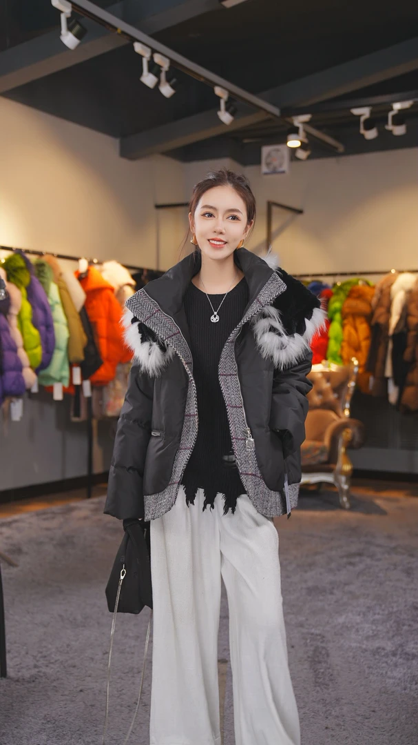 YJ【邢邢推荐】新款羽绒服鹅绒女外套99433宽松秋冬时尚冬季