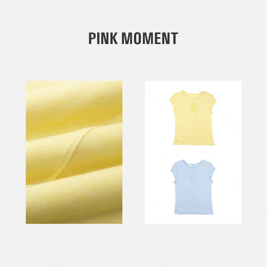 PM王囡囡 黄/蓝色圆领立体花小飞袖 ND1B0986