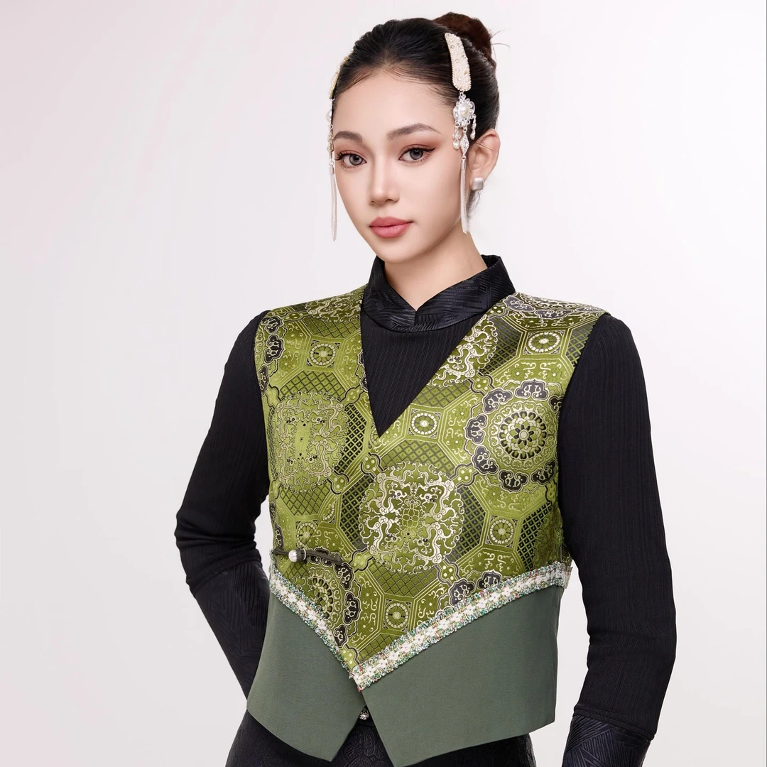 【阿泯娜】马甲 A2405 改良蒙古袍蒙古服饰洋气小马甲