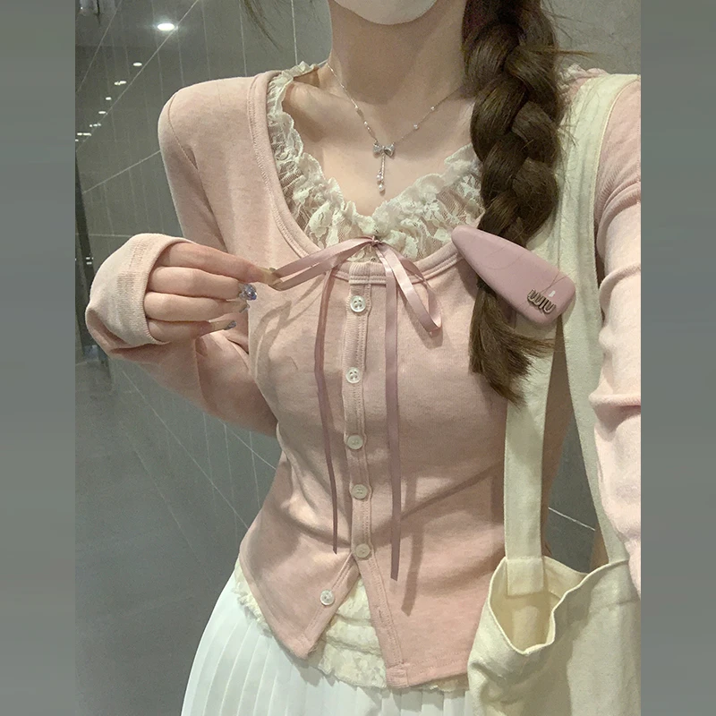 【8453】大码女装胖mm秋季新款显瘦修身针织衫设计感纯欲风长袖上衣