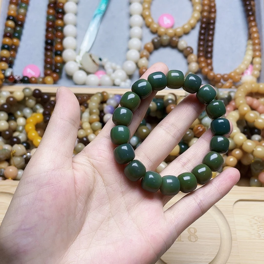 手串菩提根/象牙果慢*羊阴皮绿桶珠卡11