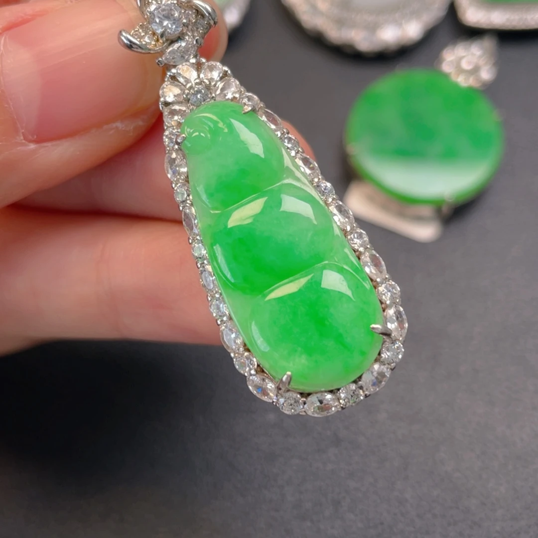 翡翠银S925镶嵌吊坠(不含链)