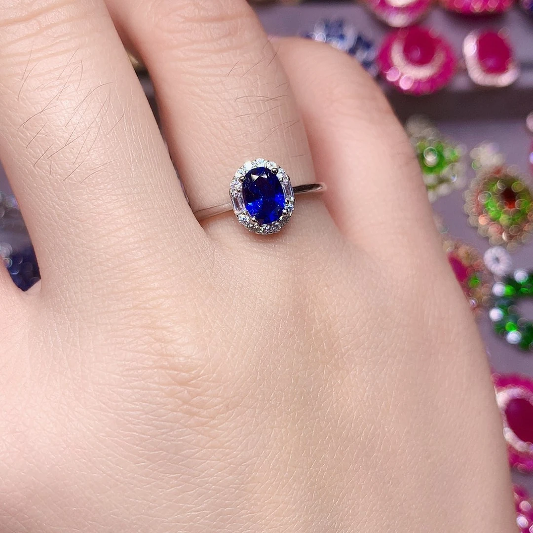 戒指蓝宝石银S925镶嵌