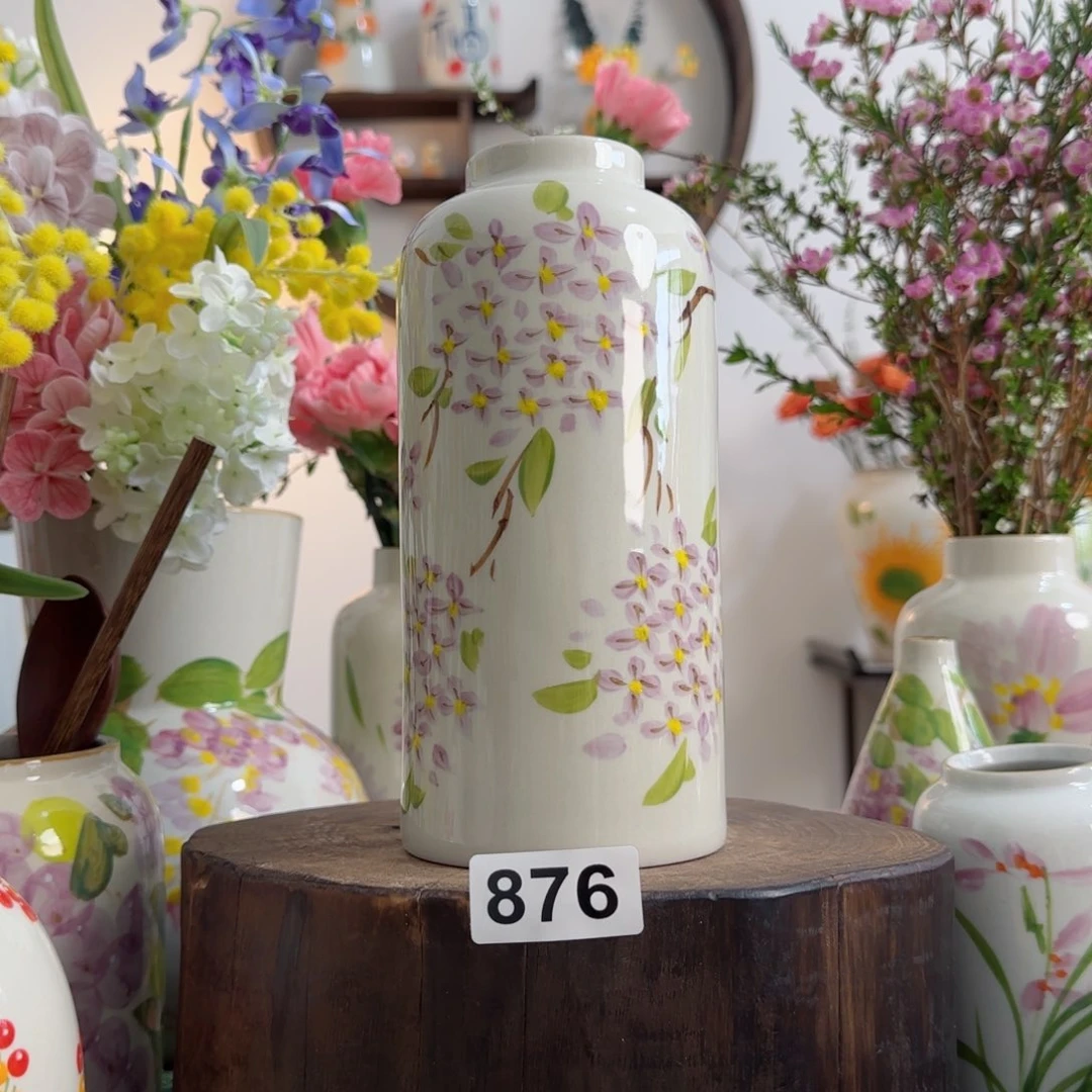 摆件景德镇陶瓷纯手绘小花瓶摆件