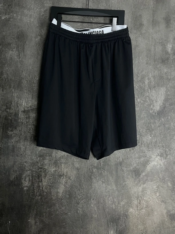 全新未使用 Balenciaga/巴黎世家 双腰黑白网眼运动短裤/01168