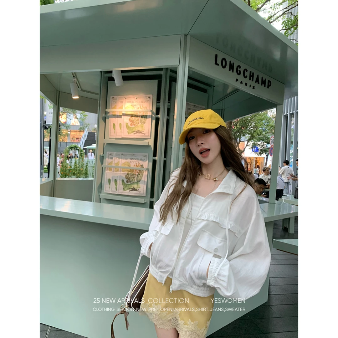 YESWOMEN【DA】天丝麻防晒夹克·休闲拉链抽绳立领