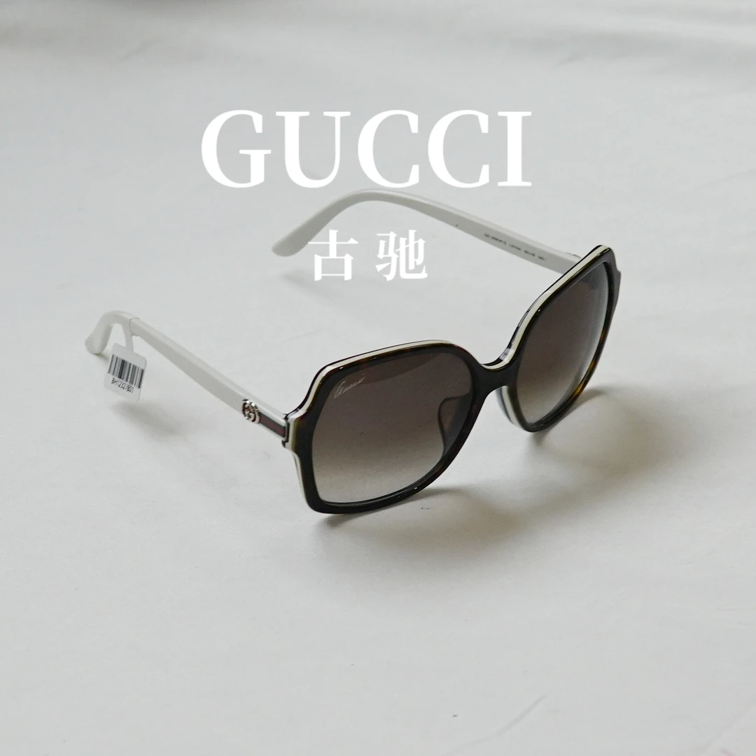 95新 GUCCI/古驰 玳瑁白色眼镜/BH12327801/7801