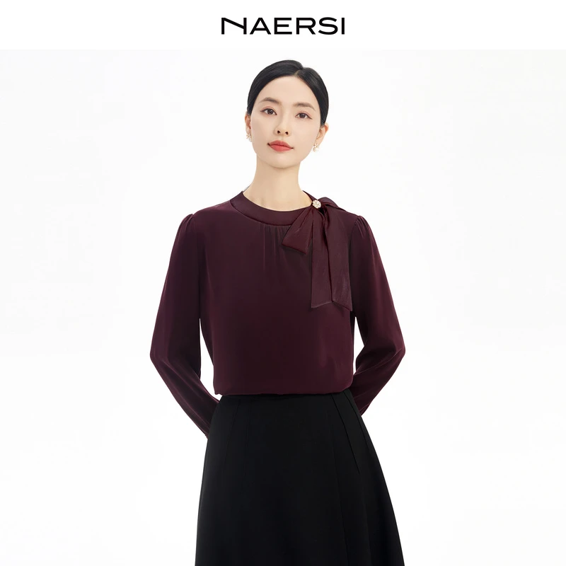 娜尔思上衣气质长袖时尚休闲百搭打底女士纯色ND05109A8