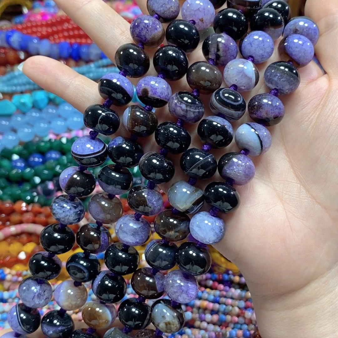 玛瑙/玉髓未镶嵌珠宝半成品紫玛瑙算盘一条卡14mm