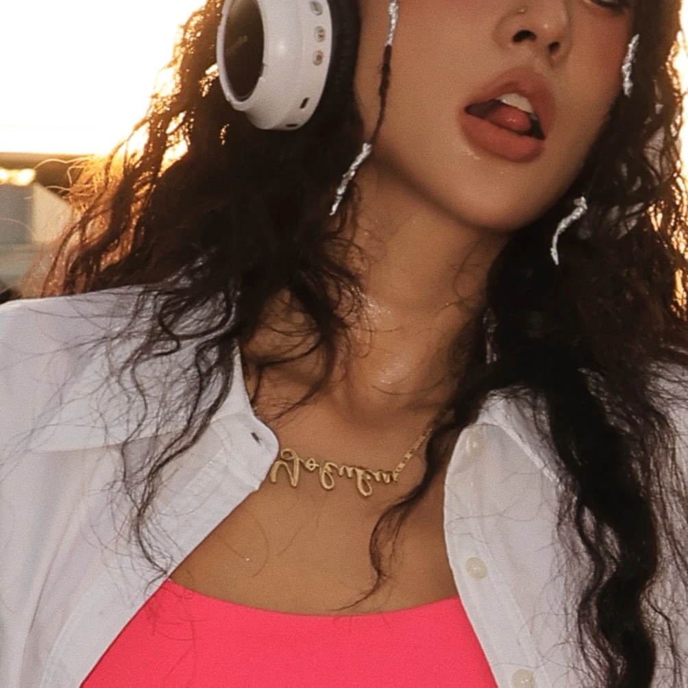 钛钢项链 （自由古巴）Yokuku自制英文字母切割一体情侣锁骨项链