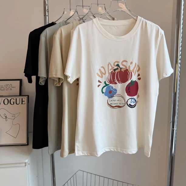 南瓜印花T～圆领舒适透气正肩合身休闲百搭印花短袖夏季简约CM