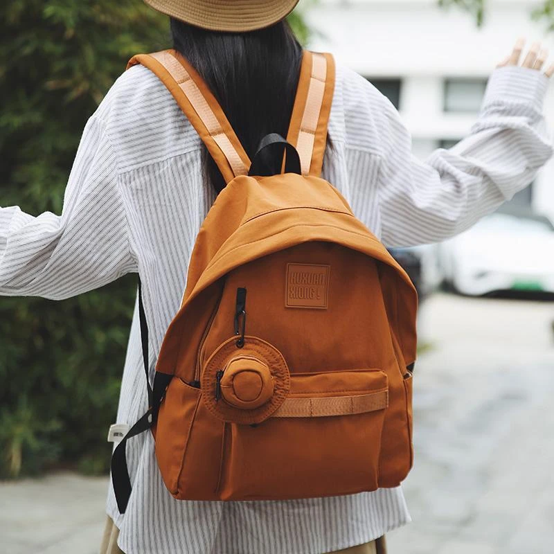 探屿日系个性小众百搭双肩包大学生简约书包旅游轻便背包大小号