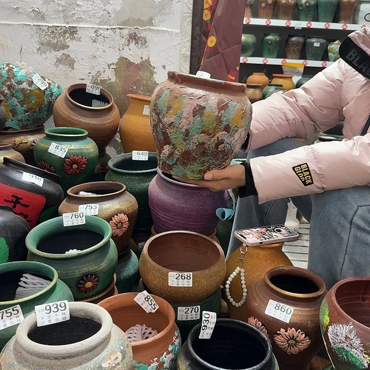 瑕疵彩绘坛子892高度20口径14