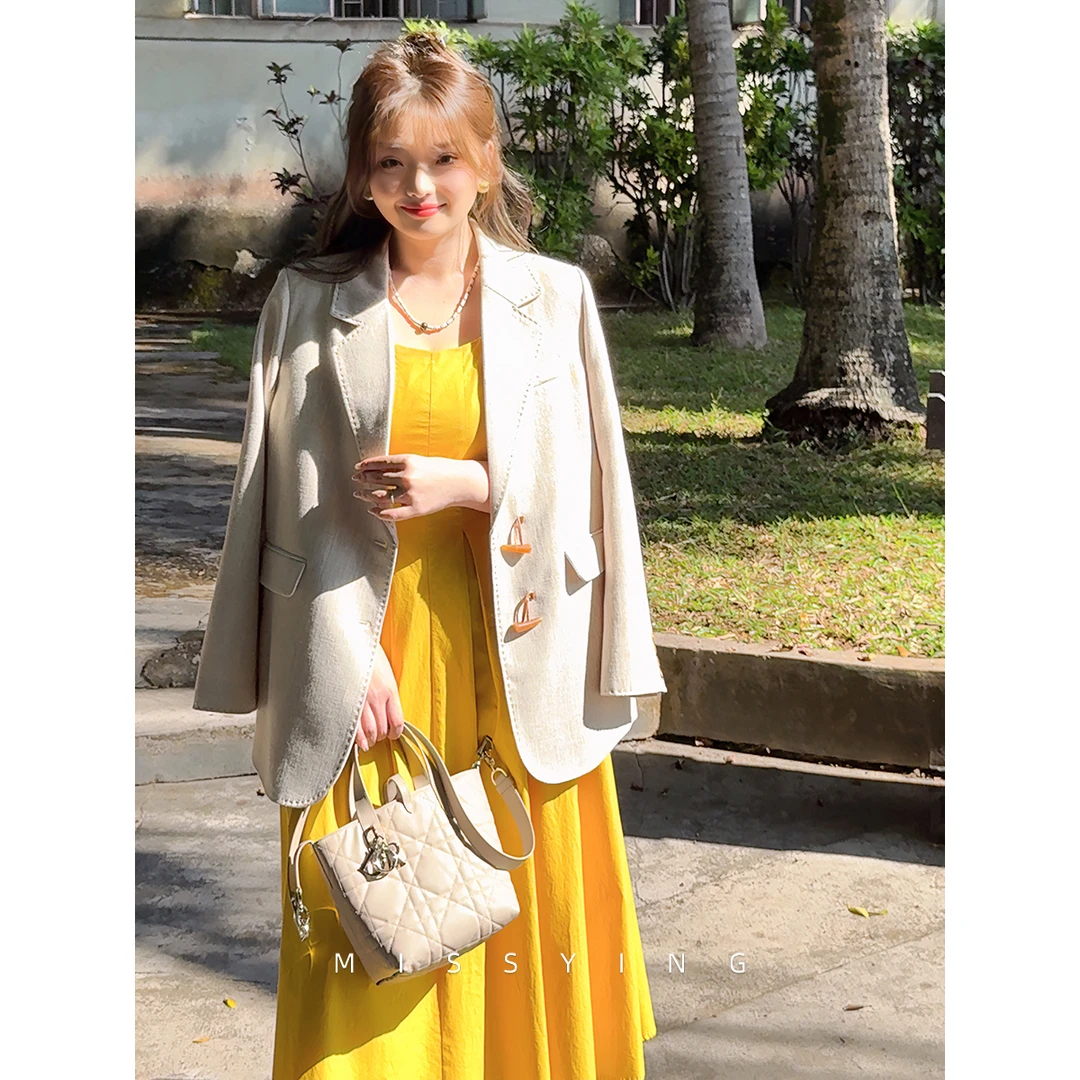 应小姐【布伦街】微胖大码春款韩系时尚显瘦休闲气质设计感西装上衣