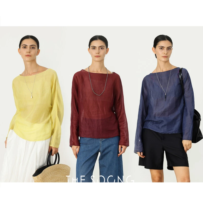THESOONG|"薄如蝉翼"纯天然苎麻轻盈匠心卷边呼吸感上衣BTX6656
