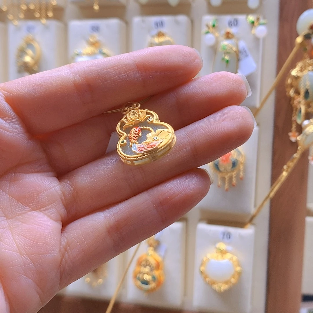 和田玉银S925镶嵌颈饰