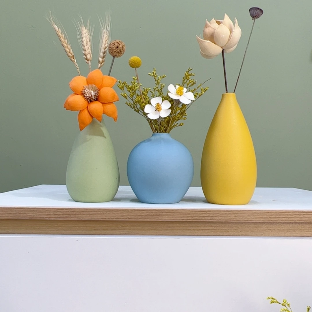 瓷片陶瓷花瓶带花高度20-30厘米左右