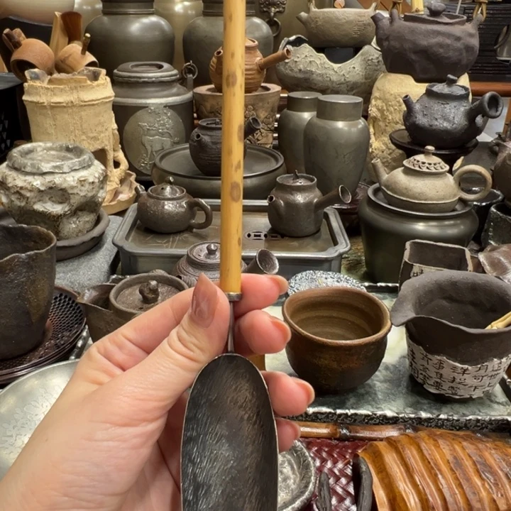 银茶铲竹手柄茶器茶器