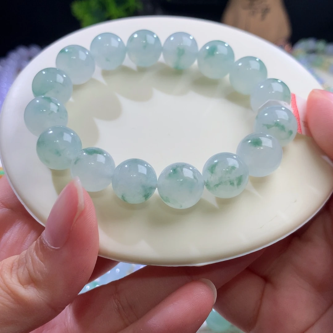 未镶嵌手串翡翠冰飘绿花手串