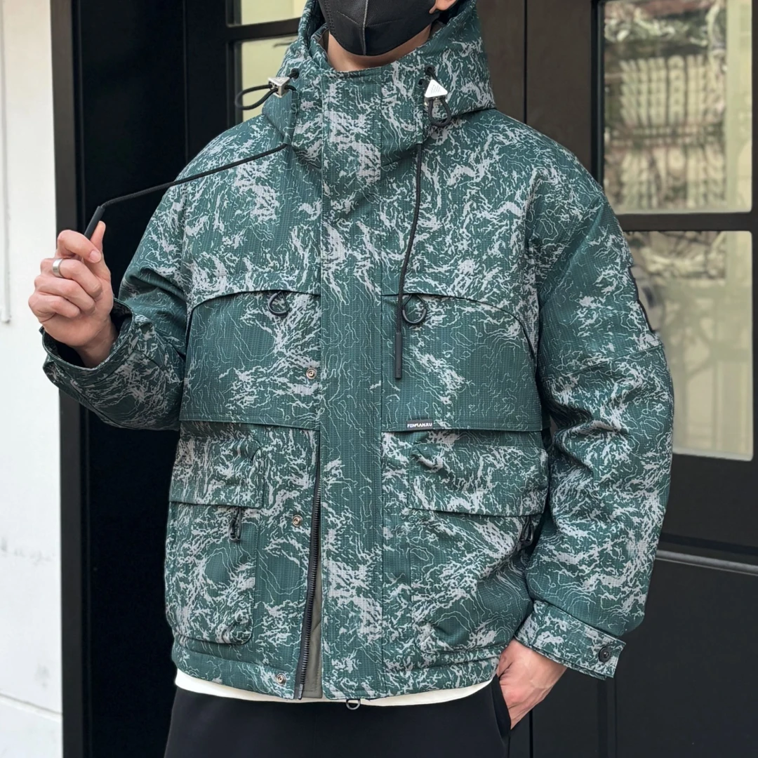 88B82冬季新款户外连帽情侣款休闲百搭潮流防寒服