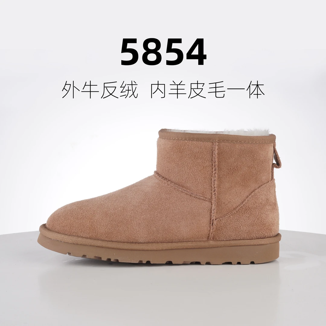 【外牛内羊】5854平底雪地靴女爆款百搭低筒加绒保暖女面包棉鞋