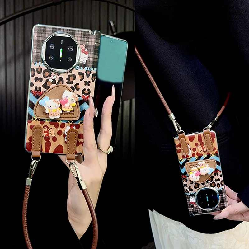 适用华为matex6手机壳折叠屏中轴新款x5典藏版x3高级感皮纹创意女