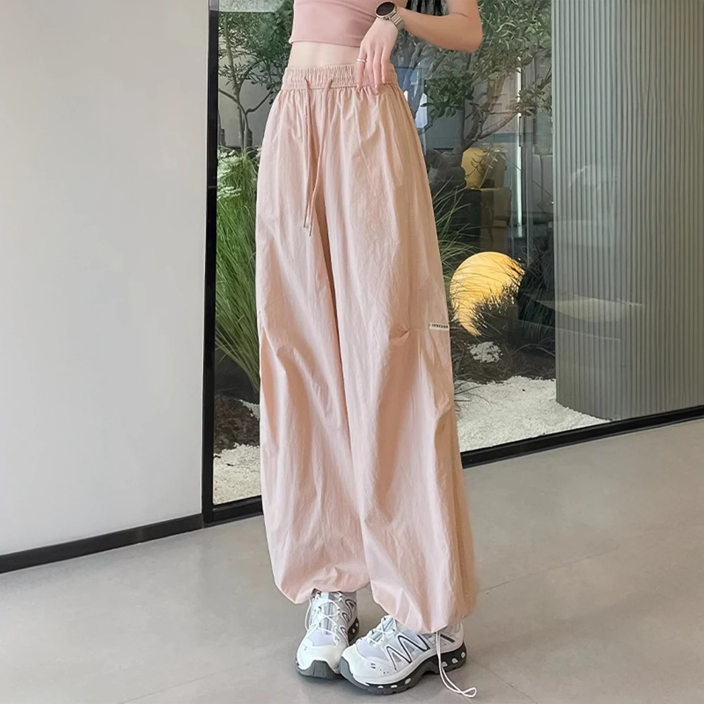 户外美式速干工装裤2025女夏新薄款冰丝酷飒风束脚阔腿运动冲锋裤