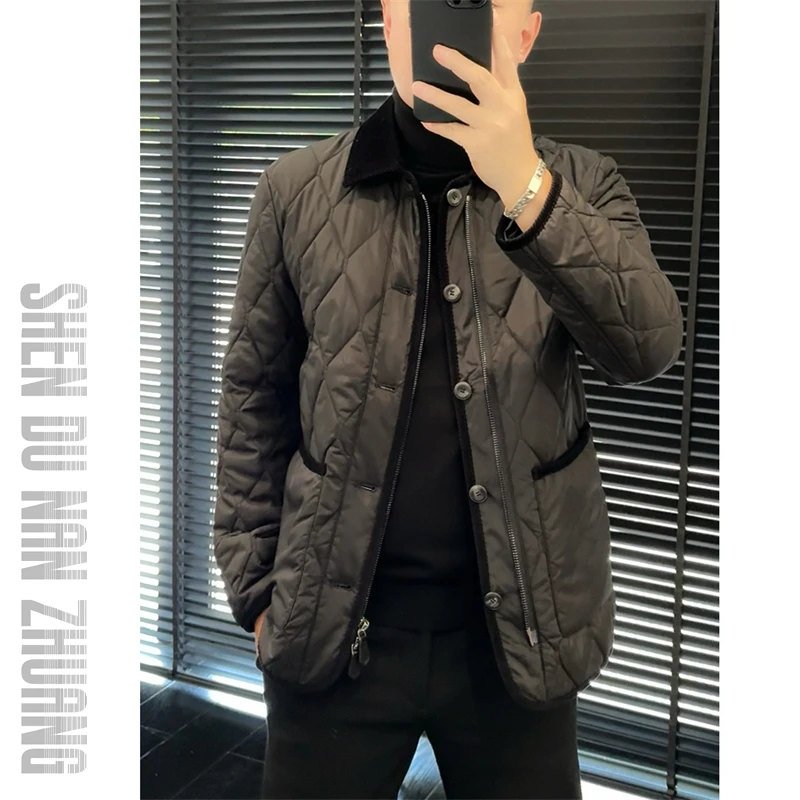 SHEN&DU男装|轻奢简约菱格棉服翻领外套21007