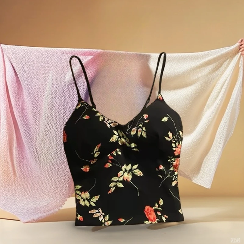 美背背心胸垫碎花辣妹吊带背心女内搭女款时尚显瘦小个子外穿清纯