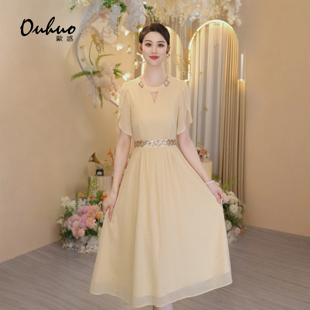 现货【木木定制】2025年夏季新款高贵气质时尚显瘦连衣裙OHDRI05112