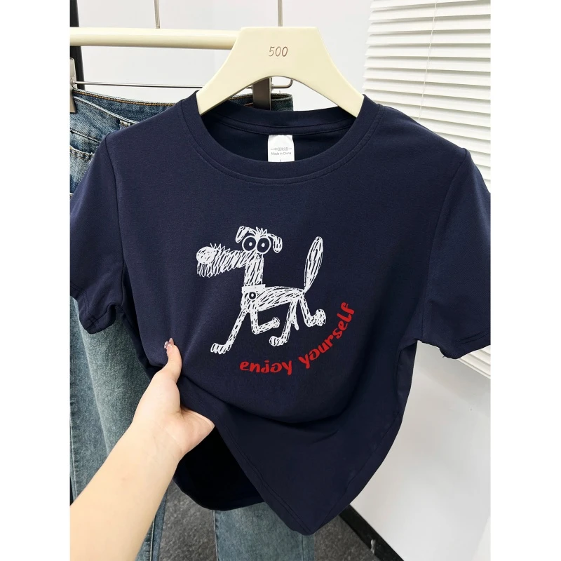 韩版正肩短袖t恤女2026新款胖mm大码时尚显瘦半袖圆领洋气上衣潮