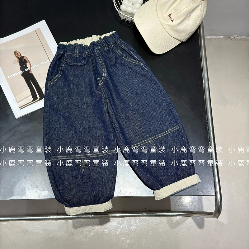 C2572-不掉色-男童春季新款童装原色软牛仔