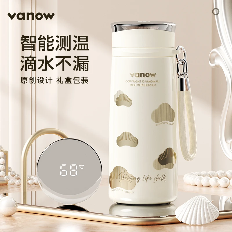 vanow秋冬养生长效保温杯女智能显温陶瓷内胆高颜值礼盒随行杯子