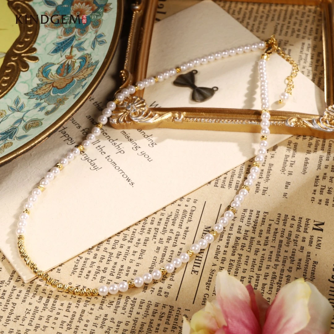 铜合金仿珍珠项链 优雅白色珠珠个性项链坠链 CZ367XMHC-28054