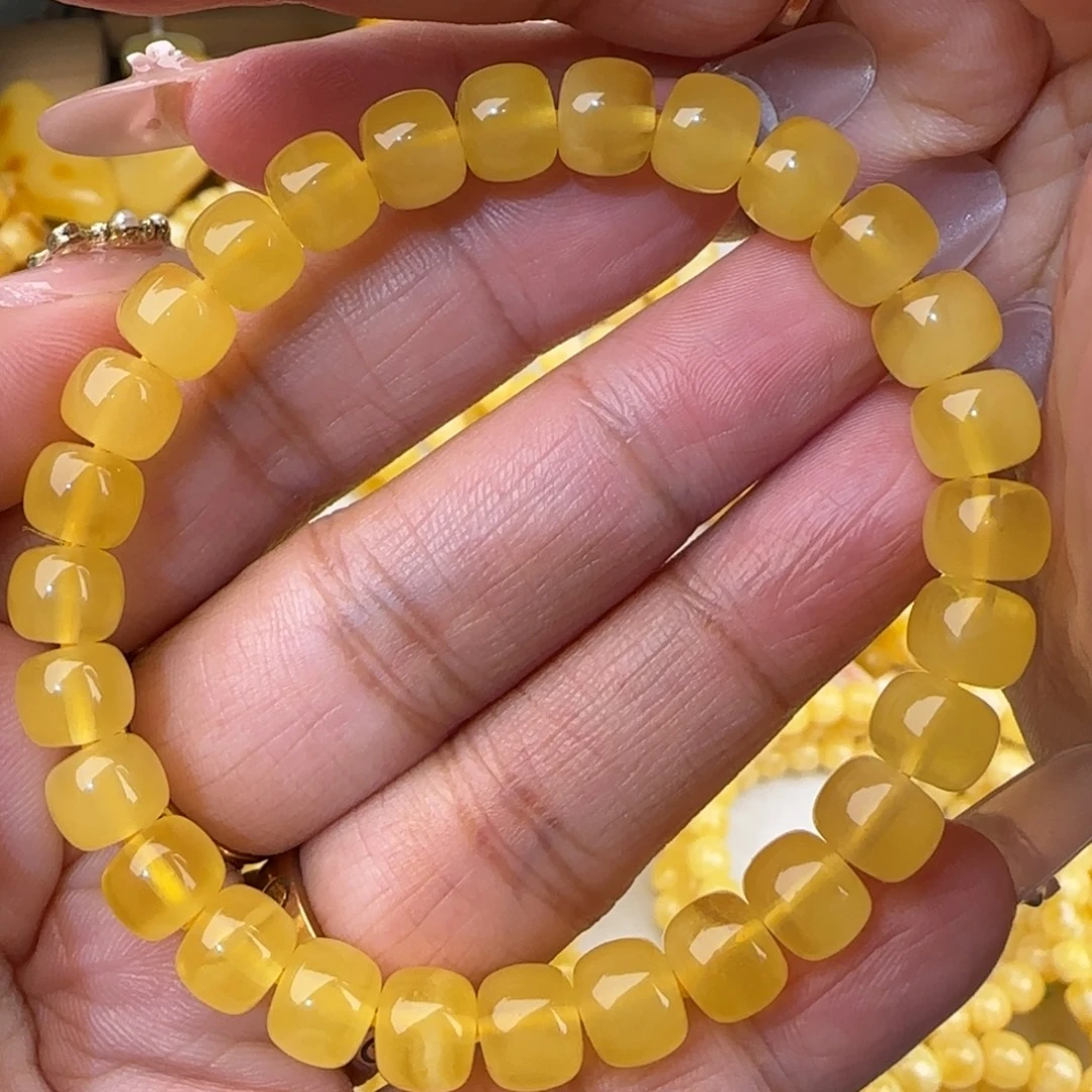 蜜蜡未镶嵌手链鸡油黄金绞蜜老型手串