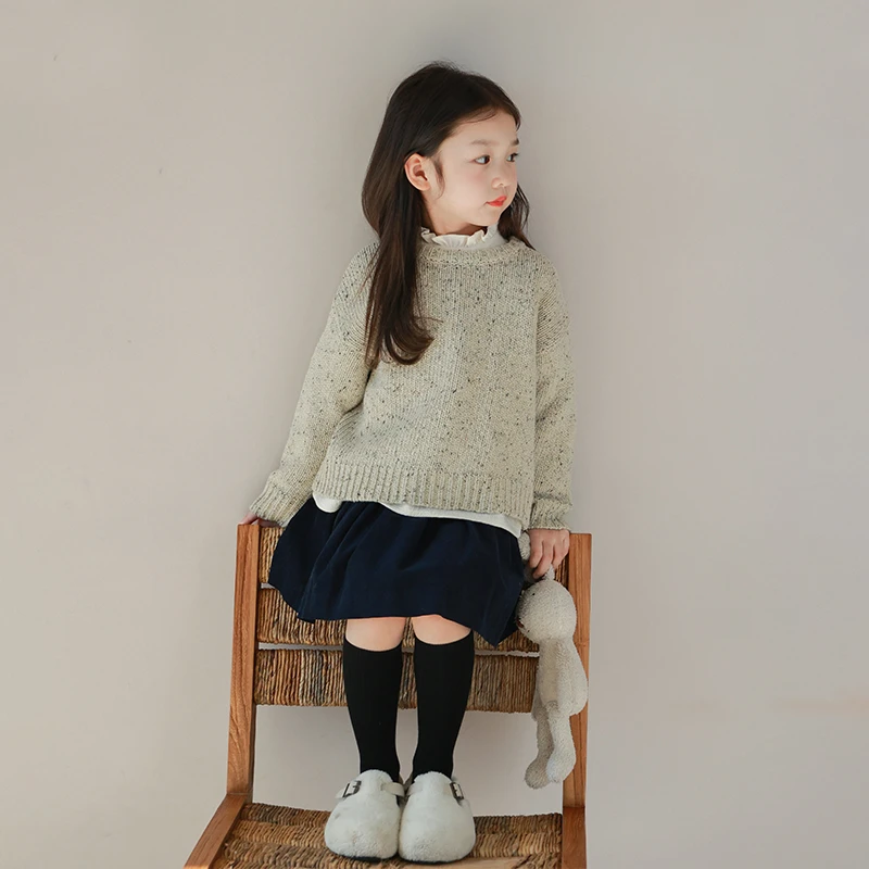 utouto大耳象女童后背开扣点点毛衣2024春季新款女宝2309410