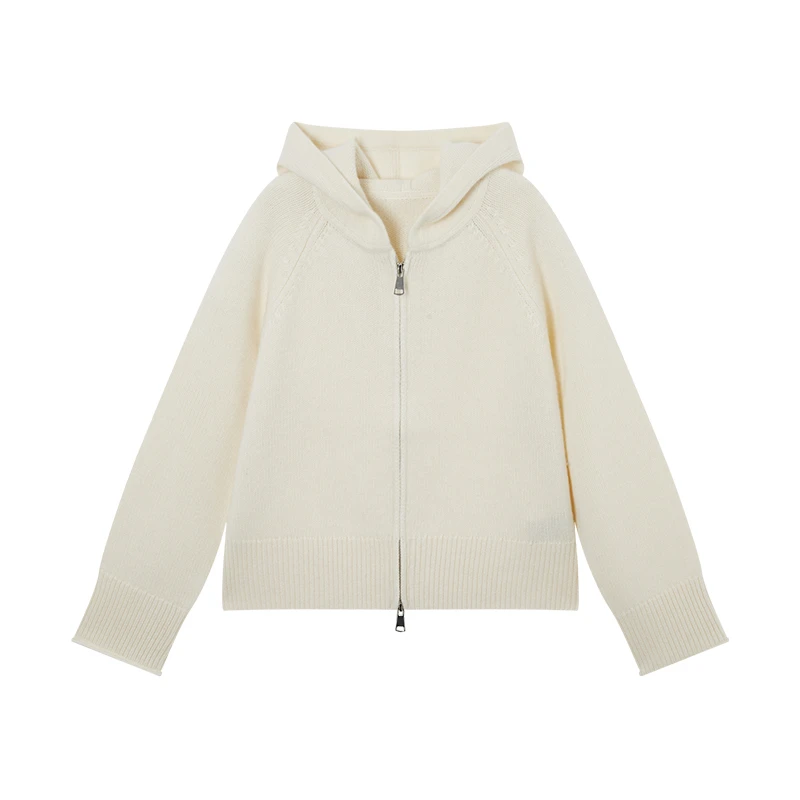 基础纯色连帽抽绳针织休闲复古宽松羊绒衫BM00159