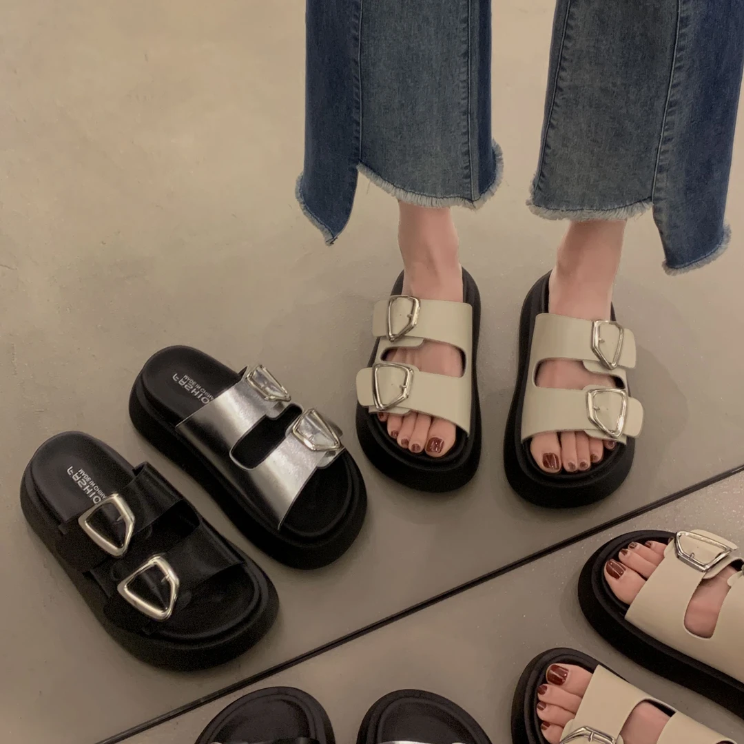 贾不假凉拖鞋夏季新款网红外穿女士百搭爆款时尚潮流勃肯厚底凉鞋