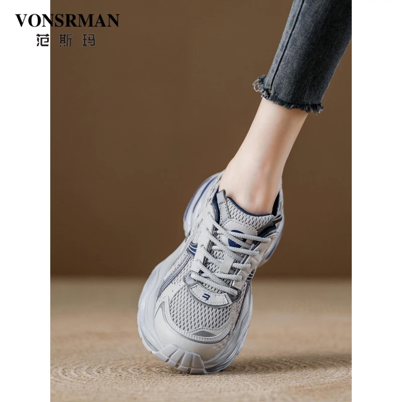 2025年秋季新款时尚休闲鞋女厚底老爹鞋女百搭舒适软底运动跑步鞋