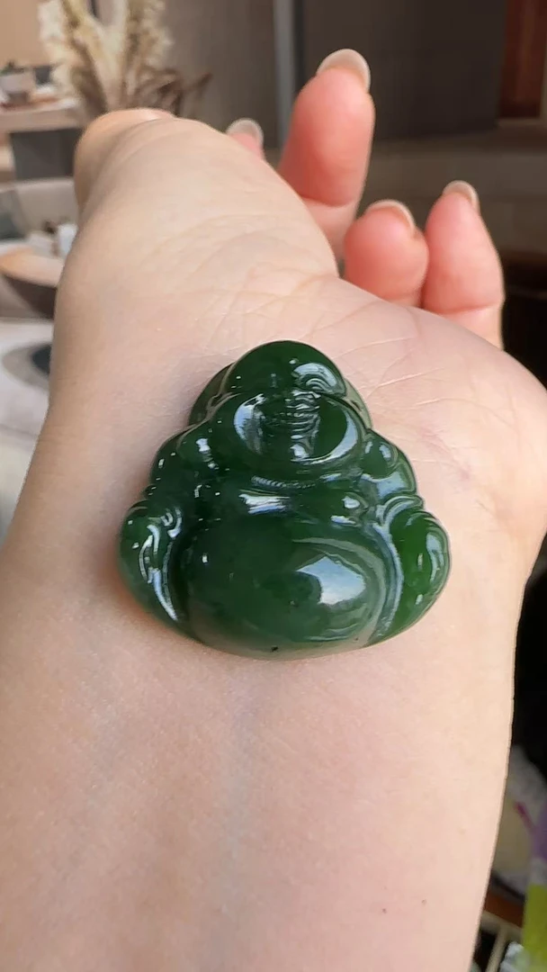 天然碧玉佛公精美时尚【菠菜绿颜色26/33尺寸】多样性发货发其一
